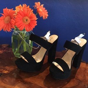 NWB Qupid Black Chunky Heels